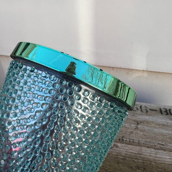 Starbucks 2014 Holiday sea green hobnail dot bumpy tumbler lid - Picture 3 of 5